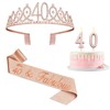 40th Birthday Decoration for Women with Rose Gold Sash, Tiara,Numbers