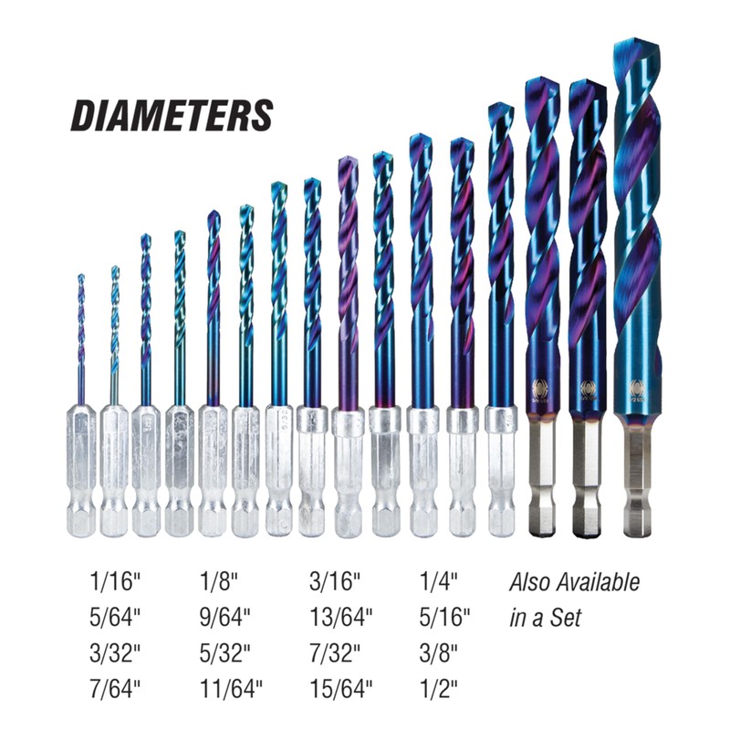 Spyder 3/8" Quick Change Drill Bit with Hex Shank, for
