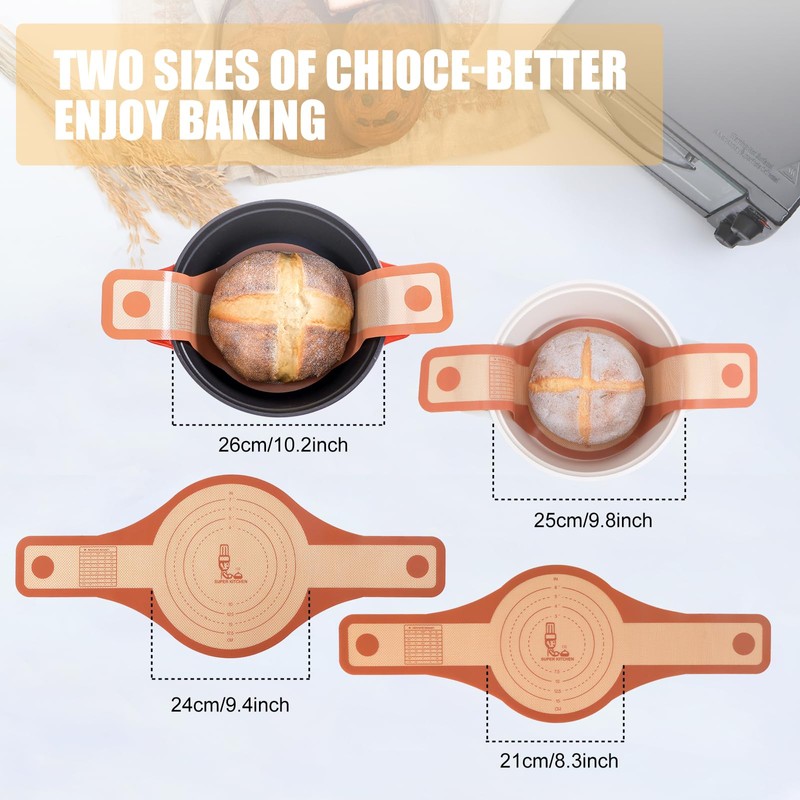 Folksy Super Kitchen 2 Sizes 9.4 & 8.3 inch Silicone