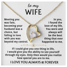 Momavo Jewelry To My Wife - the best thing that ever happened to me ,Forever Love Necklace , Gift For Wife, Gift for her , Idea Gift For Women, Christmas Birthday Gift, Valentine Gift (Luxury Box w/ LED LIGHT, 18k Yellow Gold Finish)