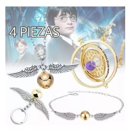 THE9SHOP Set De Dorada Giratiempo, Snitch Pulsera Collar Y Accesorios