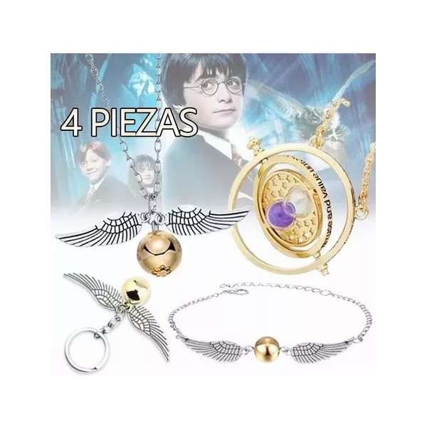 THE9SHOP Set De Dorada Giratiempo, Snitch Pulsera Collar Y Accesorios