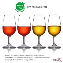 MICHLEY Unbreakable Stemmed Wine Glasses, 100% Tritan Plastic Snifter Glasses, BPA-free & Dishwasher Safe, Small Size 7.8 oz,Set of 2