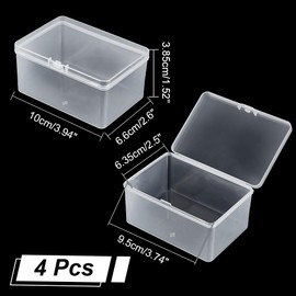 nbeads Pack of 4 Mini Plastic Storage Containers, 10 x 6.6 x 3.85 cm Plastic Card Holder Rectangular Box with Lid Beads Storage Boxes for Small Items Crafts Jewellery Storage