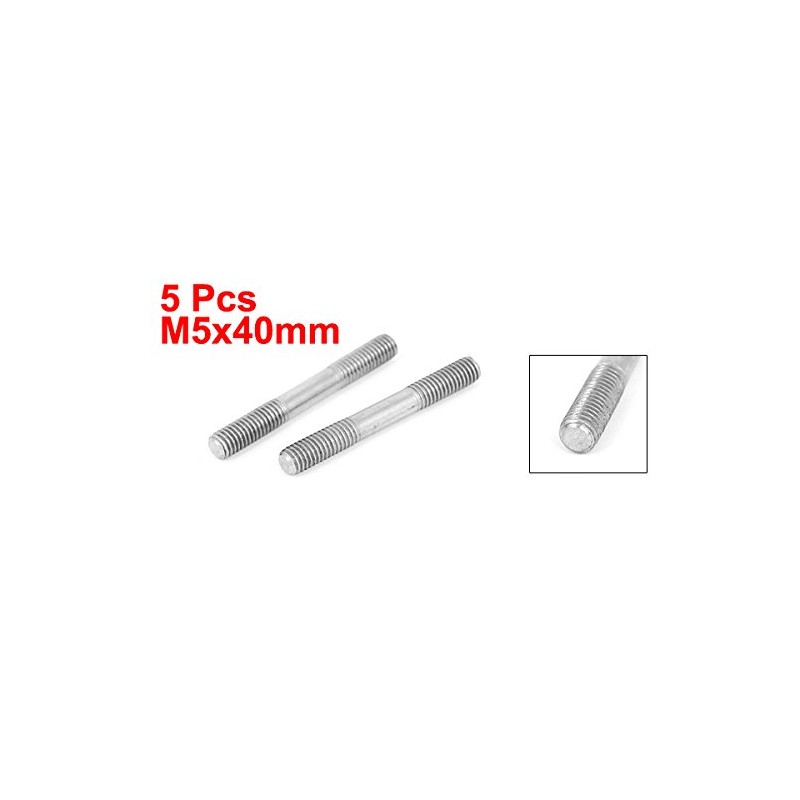 Sourcingmap M5x40mm 304 Stainless Steel Double End Threaded Stud Screw