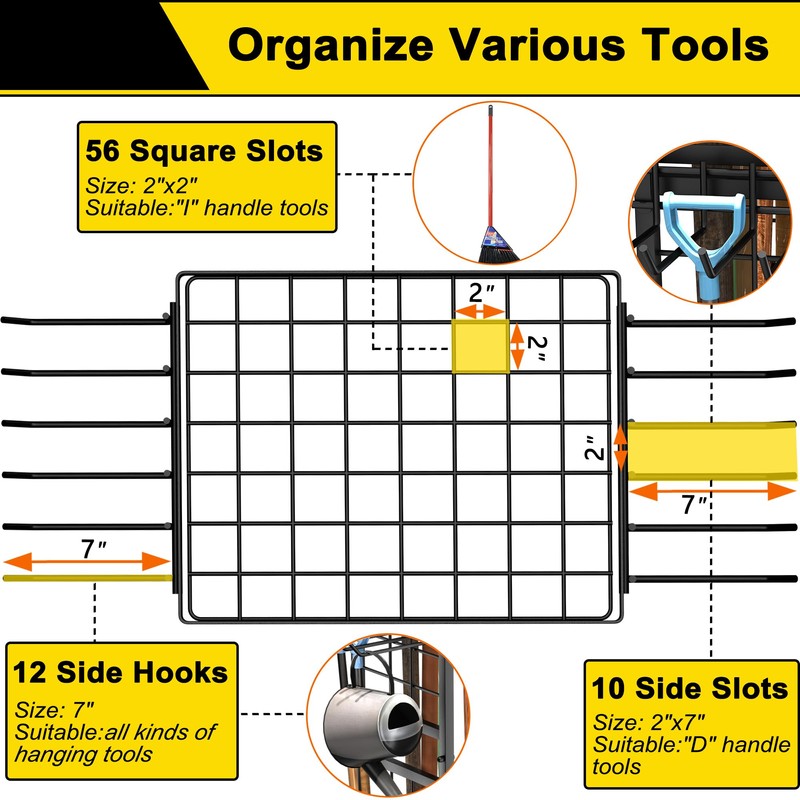 3 Tier Garden Tool Organizer, Garage Storage and Organization, Metal
