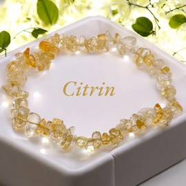 Steinfixx Gemstone Chip Bracelet 18 cm Made of Citrine - Protective Stone for Pure Joie de vivre - Brazil - Handmade - Elastic - Highest Quality - in Organza Bag, One size, Citrine, Citrine