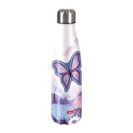 Step by Step Butterfly Maja Insulated Stainless Steel Drinking Bottle Pink Blue Butterfly for Carbonated Drinks Leak-Proof Screw Cap School & Leisure 0.5 L
