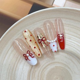 5D Embossed Bow Nail Stickers for Nail Art Self-Adhesive Red Bow Nail Art Stickers with Star Moon Stickers Designs Nail Art Supplies Cute Valentines Day Nail Decals for Women Acrylic Manicure Salon
