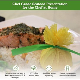 Regency Wraps Lemon Wraps Lemon Covers, Yellow with Green Ribbon, 25 Count Wedge Bags, For Seed-Free Squeezing Over Seafood, Works for Lemon Halves or Wedges