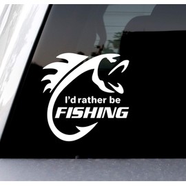 Sunset Graphics & Decals I'd Rather Be Fishing Decal Vinyl Car Window Sticker Funny Hunting | Cars Trucks Vans Walls Laptop | White | 5.5 inches | SGD000123