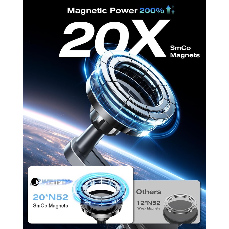 WEIPIN 360° Adjustable Magnetic Phone Holder for Accord Hybrid 2023-2026