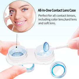 ofone 12 Pack Clear Contact Lens Case, Portable Contact Lenses Case with Tweezer Remover Tool Solution Bottle Contacts Soak Storage Container Kit for Travel Home