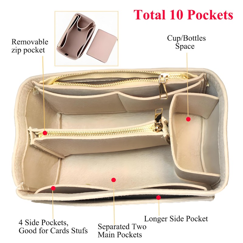 YXBQueen Felt Bag Organiser with Credit Card Holder, Women's Bag