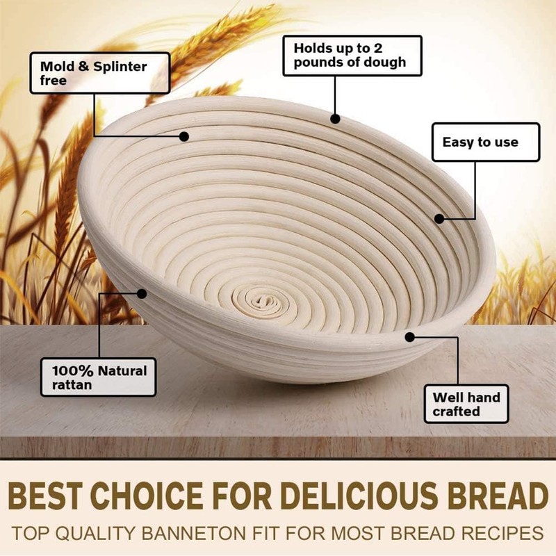Banneton Bread Proofing Basket 2 pack 9 inch Round Basket