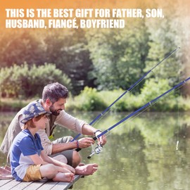 Fishing Rod Reel Combo 2PCS 6.89FT Telescopic Fishing Pole with Spinning Reel Tackle Box Lure Kit Travel Case Fishing Gear Fishermen Gift for Beginner Angler