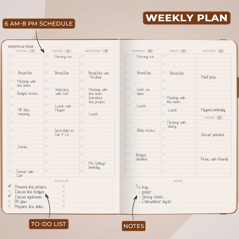 Skyline Hourly Weekly Planner – Undated Agenda & Daily Appointment