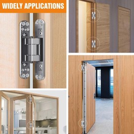 Lipshome 6" Hidden Door Hinge/Concealed Hinges,Invisible Hinges,Invisible Door Silent 180 Degree Swing Hinge 3-Way Adjustable Butt 6 x 2.5 x 1 (Pack of 2) (Silver 6 inches)