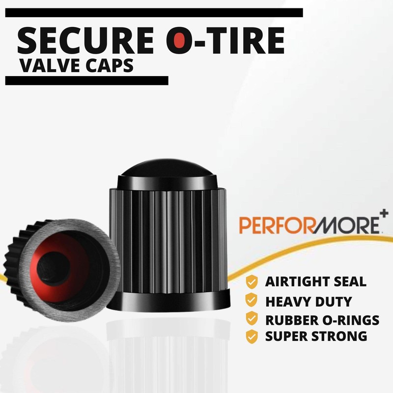 Performore 30-Pack Tire Valve Stem Caps with O-Rings, Black