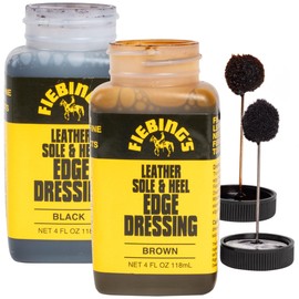 Fiebing's Leather Sole & Heel Edge Dressing (2 Pack Black & Brown, 4 oz Each) - High Gloss Shoe Dressing for Leather Soles and Heels - Provides a Protective, Glossy Finish - Includes Brush Applicator