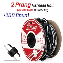 Ledvillage Wire Harness Roll 100 Count - 6" Spacing on Lead, 2-Prong Double Male Bullet Plugs 18 AWG, for LED Marker Lights Truck Trailer Semi-Truck