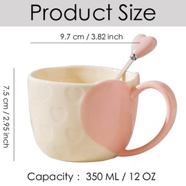 Disoza Heart Coffee Mugs Gift Valentine's Day 2 Pcs Coffee Mugs Wedding for Bride and Groom Wedding Engagement Christmas Gifts for Couples Ceramic Cups Set Heart Shaped Coffee Mug