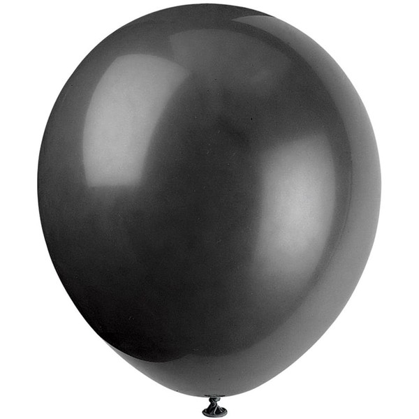 Unique Industries, 12" Latex Balloons, DIY Party Decoration - Pack of 10, Black