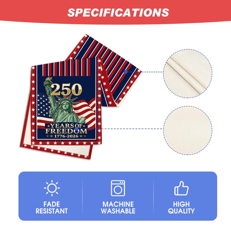 Artoid Mode USA 250th Flag Liberty Freedom Table Runner 13x72
