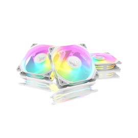 ASUS TUF Gaming TR120 120mm ARGB White Reverse Fan Blade Triple Pack 28mm Fan Frame, 2.75mm H2O Static Pressure, 76.3 CFM Airflow, Double-Layer LED Array, Flexible Side Pattern, Aura sync, PWM