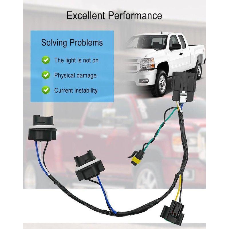2Pcs Headlight Wiring Harness Assembly Fit for Chevy Silverado GMC