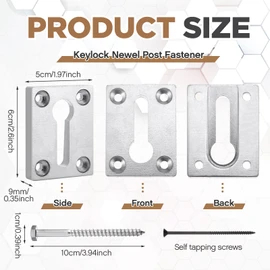 Shimeyao 2 Sets Newel Post Fastener Newel Post Mounting Kit Wood Handrail Installation Hardware Works on Finished Floors, Stairs, Ceramic Tile and Concrete, Rectangular