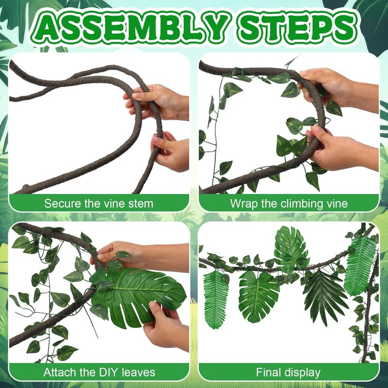 HIYZI 47 Pcs 20 ft Jungle Theme Party Decorations Set
