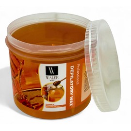 Walee Wax Pot Tub- Tea Tree, Honey, Pink & Creme- For All Skin Types, Full Body Hair Removal, Wax Heater Friendly, At Home and Professional Use For Stubborn Hair Removal- 500g (500g, Honey)