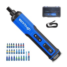 PowerTough 4v Mini Electric Cordless Screwdriver with 3-Gear Torque, 5Nm Power, 25pc Screwdriver Bits S2, LED Light USB Charging, Home Improvement