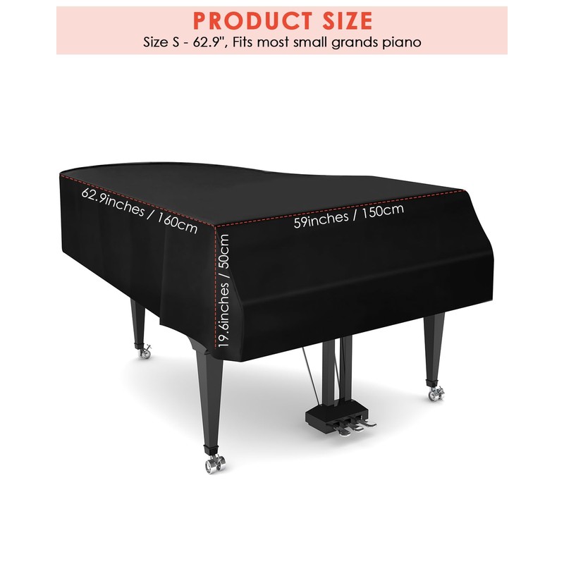 TINDTOP Grand Piano Cover, Leather Waterproof Dustproof Baby Piano Cover