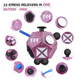 VCOSTORE 12 Sided Fidget Toys - Dodecagon Fidget Toys Relieves Stress and Anxiety Relaxing Fidget Toys Cube for Adults and Kids with ADHD,OCD,ADD (New Purple Starry Sky)