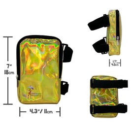 Holographic Thigh Bag | Leg Harness for Women | Outdoor Waist Pouch | Carnival Hiking Travel Fanny Pack with Adjustable Straps | Gold