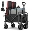 EVLIQUIL Beach Wagon,Collapsible Wagons Carts Foldable with Big Wheels,Utility Folding