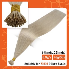 Full Shine Itip Hair Extensions Human Hair 22 Inch Pre-bonded Hair Extensions Color #60 Platinum Blonde Hair Extensions Keratin Fusion Hair Extensions