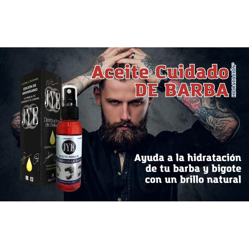 JYE Kit Cuidado de Barba y Bigote: Aceite de Hidratación,