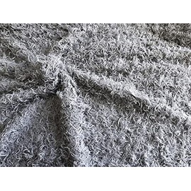 Super Luxury Curly Frills Faux Fur Fabric Material - Grey, 1Mtr 150cmx100cm