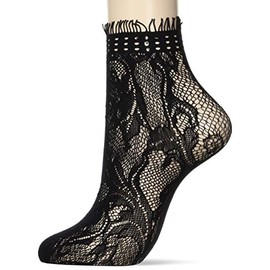 Gunze THS967 Women's IHR COUTURE Socks, Eacture, Separate Crew Length, Black