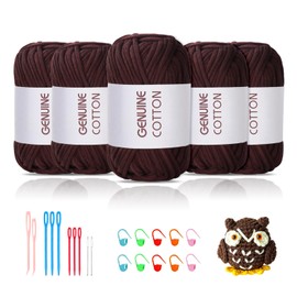 Maxee 5 x 50 g Thick Cotton Yarn for Crochet, Chunky Crochet Yarn for Beginners, No Split Crochet Amigurumi Wool, Chunky Cotton Yarn, Simple Knitting Yarn for Crochet, Knitting