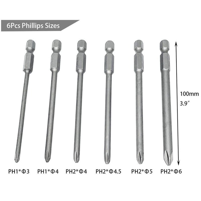 Saipor 10 Pieces 100 mm Extra Long Magnetic Phillips and