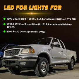 Daikokuya Led Fog Lights for 1999-2003 Ford F150 / 1999-2002 Expedition / 1999 F250 Pickup Upgrade and Modified 1 Pair Led Fog Lamp