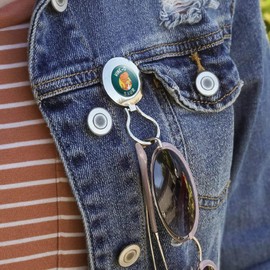 Wine-O Saur Dinosaur Wine Lover Funny Humor Magnetic Metal Eyeglass ID Badge Holder