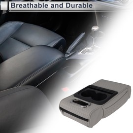 REPAIROCK Car Center Console Cover Center Console Cushion Multifunctional 13.78"x7.09"x2.76" Gray Black Lapa Leather