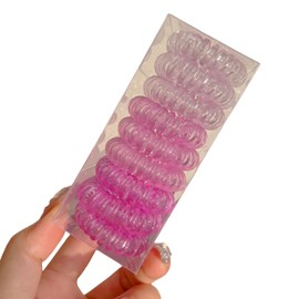 9-Pack Women's Hair Ties - Waterproof Hair Ties for Women Spiral Hair Ties for Thick Hair Elastic Hair Ties for Thin Hair Elastic and Spiral Hair Ties(Pink)