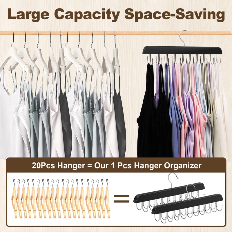 2 Pack Tank Top Hanger, 40 Hooks Large Capacity Bra
