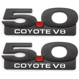 2PCS 5.0 Coyote V8 Emblem Decal Replacement for F150 Fx4 Mustang GT Metal Right/Left/Tailgate Badge Car Truck Accessories (Black)